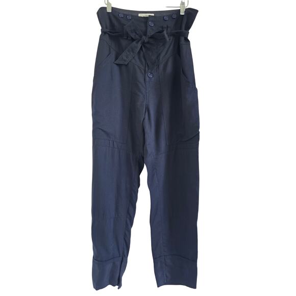 Isabel Marant Etoile Sineba Paperbag Belted Pants Navy 34/ XS (Fits like S) - Picture 2 of 10